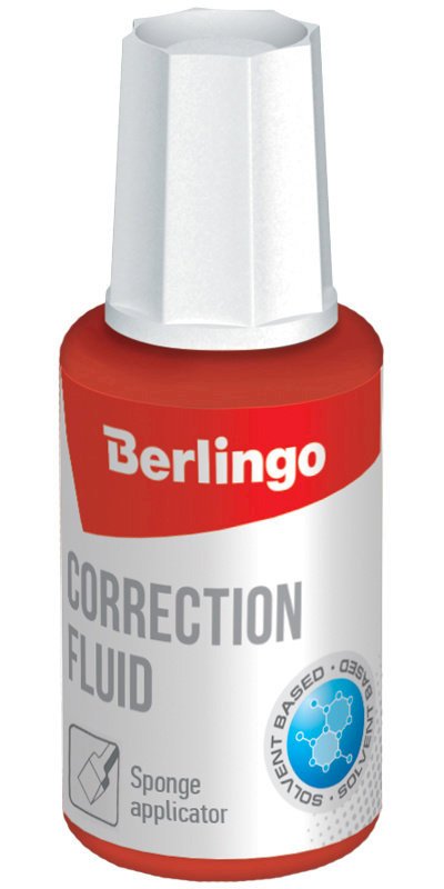 Жидкость корректирующая Berlingo, на химической основе, с губчатым аппликатором, 20 мл