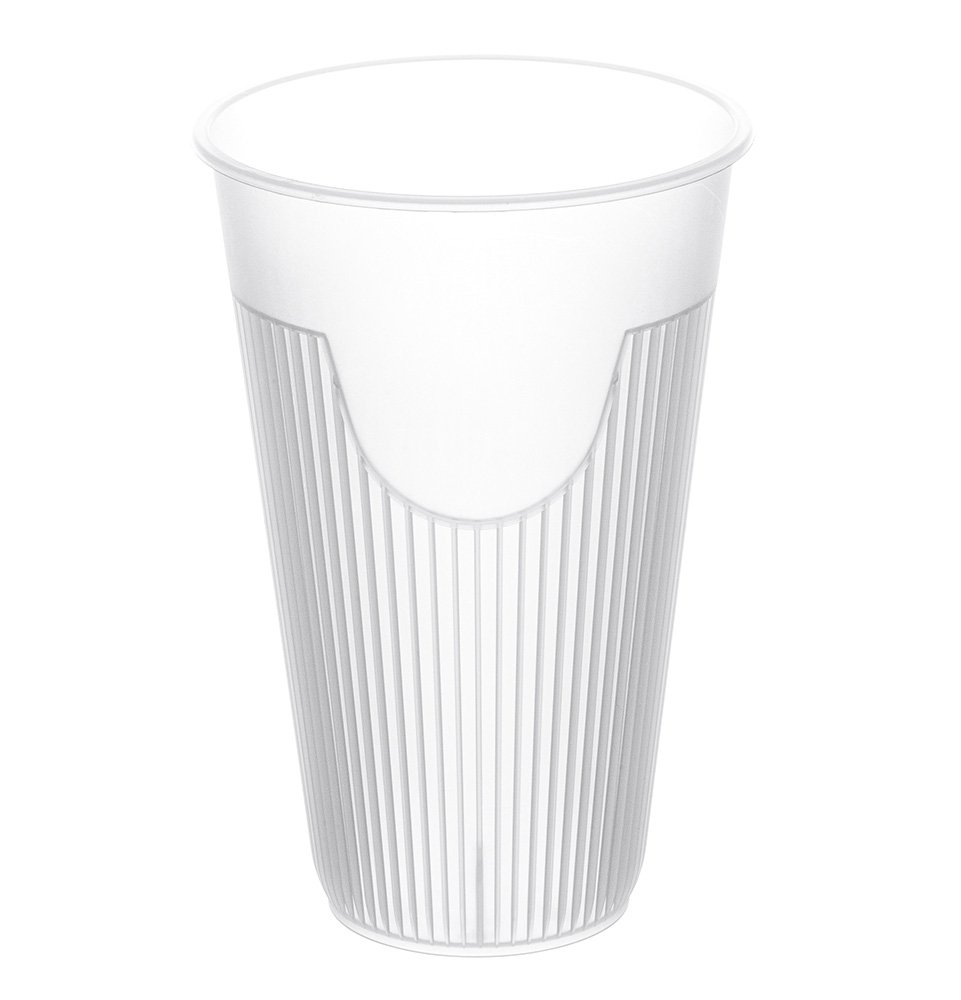 Стакан для горячих напитков выполнен из литого прозрачного полипропилена. Длительно сохраняет тепло напитка, не обжигает руки за счет ребер на внешней поверхности стакана, обладает тактильно приятной поверхностью. Прочный, отличается оригинальным внешним видом. Подходит для чая, кофе, глинтвейна, какао в кафе, ресторанах, а также во время проведения зимних фестивалей, на катках, в уличных кафе и зимних террасах. Разработан специально для горячих напитков. Объем 450 мл.