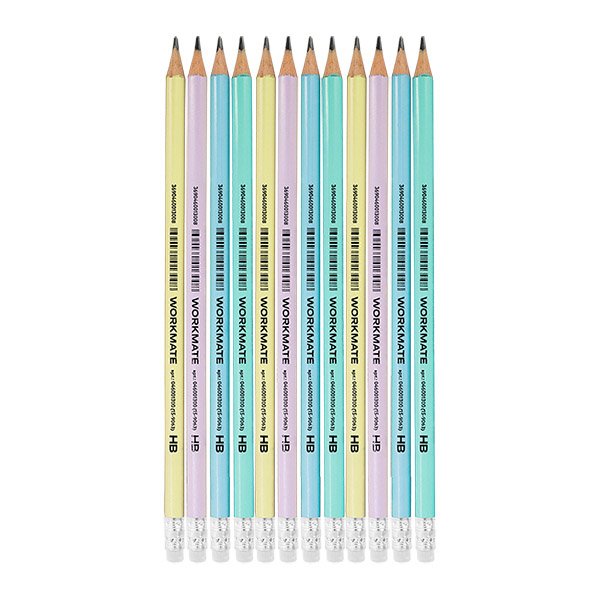 Карандаш чернографитный Workmate HB Macaroon color, пастельный корпус в ассортименте, пластик, с ластиком, трехгранный, заточенный