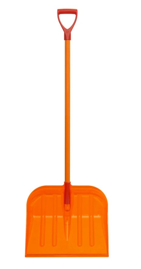 Лопата для уборки снега поликарбонат 475х400х1390 мм КАРБОН-LUX, без накладки, с алюминиевым черенком, V-ручка