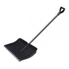 Лопата для уборки снега пластиковая Крепышок, 460х335х1380 мм, оцинкованная накладка, деревянный черенок,V-ручка