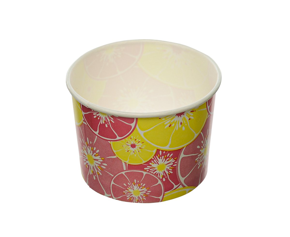 Стакан для мороженого изготовлен из плотного картона, на внешней стороне нанесен рисунок. Диаметр 93 мм. Используется с крышкой арт. 19-2499. В коробке 800 штук.