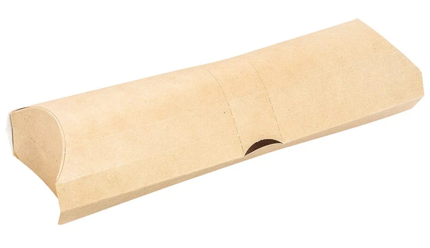 Коробка под ролл подходит для разогрева в микроволновой печи, удерживает жир и влагу, изготовлена из крафтового картона. Поставляется в плоском виде. Имеет специальную отрывную полосу. Подходит для заведений торгующих едой на вынос. После вскрытия может использоваться в качестве держателя. Размер 200х70х55 мм.
В коробке 500 штук.