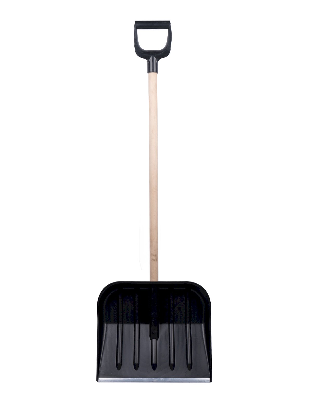 Лопата для уборки снега Добрыня предназначена для эффективной очистки территории от снега в зимний период. Рабочая поверхность выполнена из прочного морозостойкого пластика размером 460х400 мм, обеспечивает захват большого объема снега за один прием и значительно ускоряет процесс уборки. Алюминиевая накладка на рабочей кромке лопаты повышает износостойкость инструмента, защищает от повреждений при работе на твердых поверхностях и продлевает срок службы. Накладка легко скользит по асфальту, тротуарной плитке и другим покрытиям, не царапая их. Деревянный черенок обеспечивает надежный захват и комфортную работу в морозную погоду. V-образная ручка эргономичной формы снижает нагрузку на руки и спину, позволяет работать в удобном положении длительное время. 
Легкий вес пластиковой лопаты делает ее удобной в использовании для людей любого возраста. Инструмент не подвержен коррозии, устойчив к перепадам температур, легко очищается от налипшего снега.