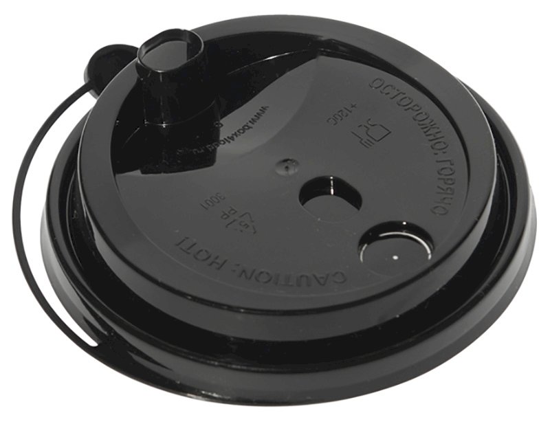 Крышка для стакана используется совместно с одноразовыми бумажными стаканами с верхним диаметром 90 мм. Надежно крепится к стакану, увеличивая его жесткость, плотно прилегает к краям, способствует удержанию напитка во время хранения, предохраняет от попадания пыли и грязи. Имеет отверстие для удобного употребления напитка во время ходьбы или за рулем автомобиля. Наличие клапана предоставляет возможность закрывать отверстие в крышке во время перерыва употребления во избежание непроизвольного проливания напитка. Оснащена углублением для крепления клапана во время использования и пробивным слотом для трубочки или размешивателя. Цвет черный.