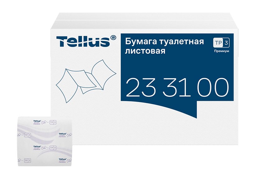 Tellus - Новое имя бренда Торк Мягкая листовая туалетная бумага Торк-Tellus категории качества Премиум превосходна на вид. Белоснежная туалетная бумага Торк обладает высокой прочностью. Система Т3 отлично подходит для помещений с низкой и средней проходимостью, особенно в медицинских учреждениях, а также в отелях, ресторанах и премиальных бизнес-центрах.
 Произведено из 100% целлюлозы
 Роскошная и невероятно мягкая бумага высокой степени белизны
 Полистовой отбор для снижения расхода и гигиеничность 