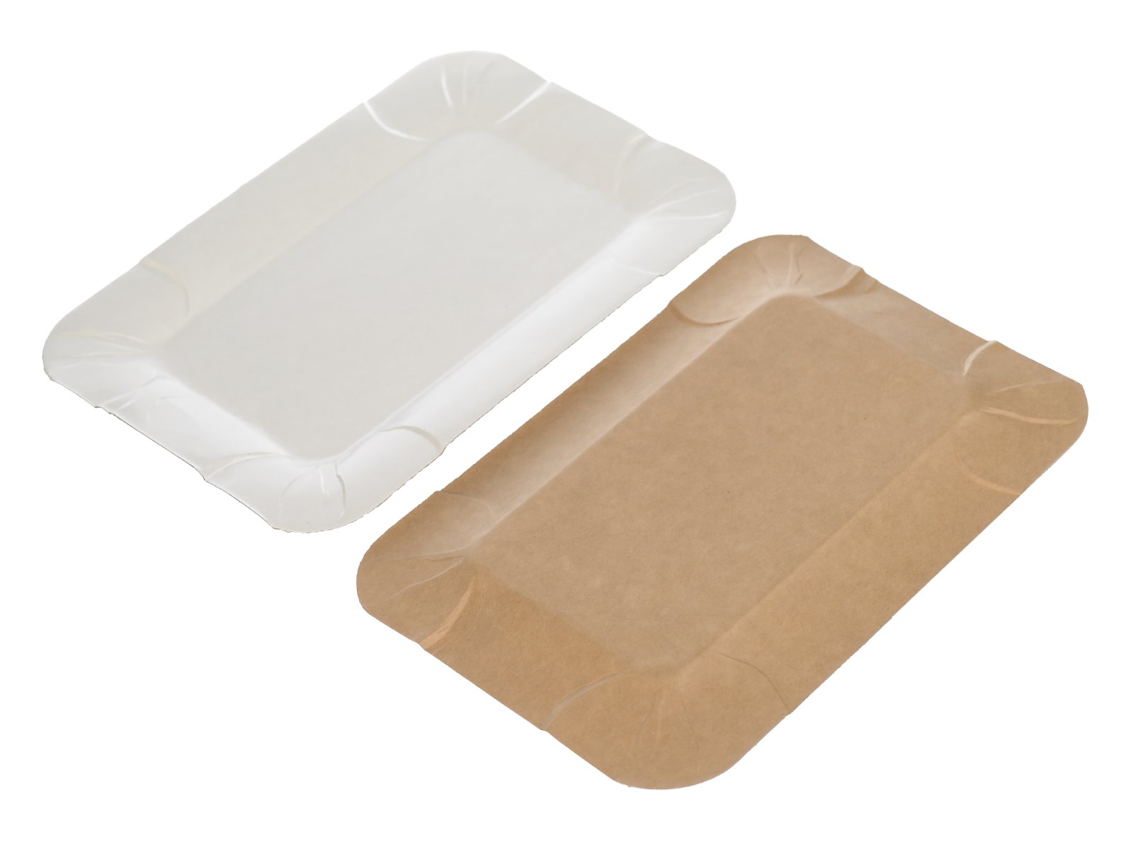 Тарелка бумажная одноразовая, прямоугольная, 13х20 см, неламинированный картон, тонкая, белая, 2000 штук в коробке