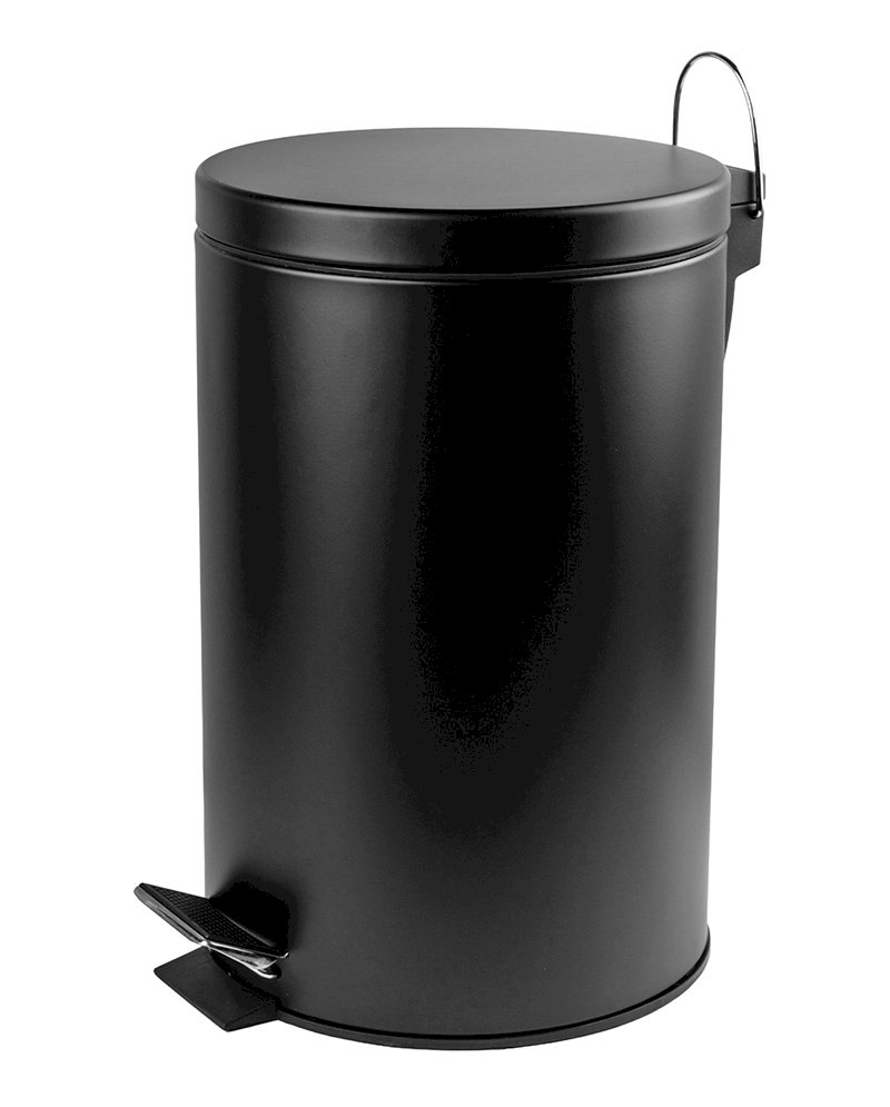 Ведро для мусора Optiline с педалью, 12 литров, металл, с крышкой, черный матовый