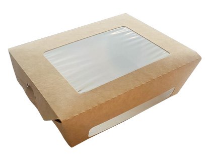 Упаковка с прозрачным окном выполнена из экологически чистого картона с ламинированной внутренней стороной, обеспечивает влагостойкость и жироустойчивость. Контейнер удобен для доставки и хранения холодных и горячих блюд. Коробка может использоваться в микроволновой печи. Не требует сборки. Наличие окон позволяет оценить продукцию, не вскрывая упаковку. Размер упаковки 150х115х50 мм. Объем 600 мл. В упаковке 500 штук.