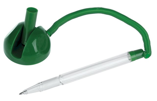 Ручка шариковая настольная Reception синяя, толщина линии 0,5 мм, зеленый корпус