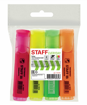 Набор текстовыделителей Staff Everyday HL-243, 1-5 мм, 4 цвета, ассорти