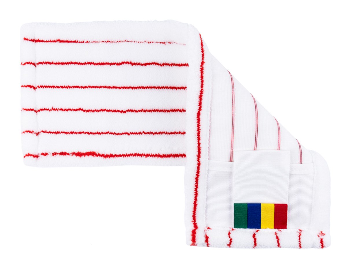 МОП плоский текстильный Optiline, 40х13 см, универсальный, микрофибра, белый с красной полосой