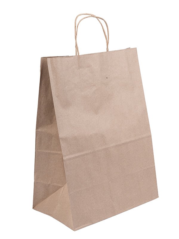 Пакет-сумка с кручеными ручками, 26+15х35 см, 70 г/м2, крафт, 250 штук