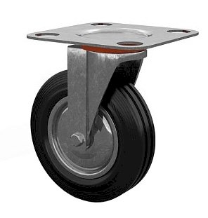 Колесная опора поворотная, колесо диаметр 160 мм, черная резина