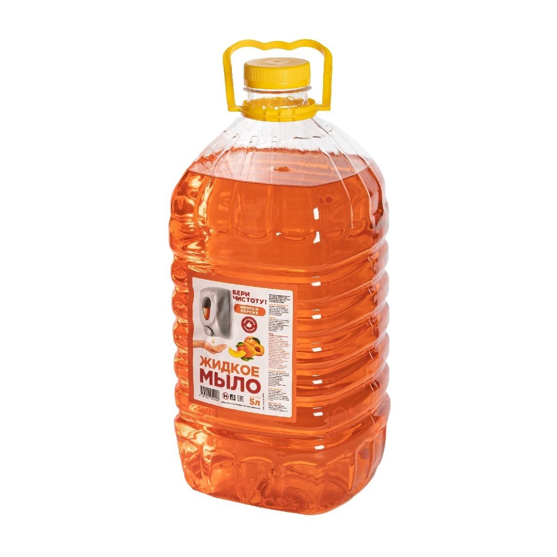 Жидкое мыло Бери чистоту! Манго/персик предназначено для ежедневного мытья рук и тела. Жидкая консистенция обеспечивает легкое нанесение и равномерное распределение по коже. Мыло хорошо пенится, эффективно очищает кожу от загрязнений, не пересушивает и не вызывает раздражения. Подходит для всех типов кожи, включая чувствительную. Мыло не содержит агрессивных компонентов, бережно относится к коже рук. Подходит для заправки диспенсеров и дозаторов жидкого мыла. Яркий фруктовый аромат манго и персика создает позитивное настроение и ощущение свежести. 

Состав: >30% вода, < 5% АПАВ, < 5% хлорид натрия, < % НПАВ, < 5% глицерин, < 5% комплексообразователь, < 5% парфюмерная композиция, < 5% консервант, < 5% краситель.
