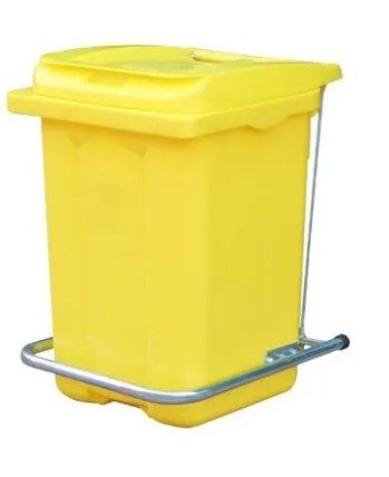 Контейнер для мусора 60 литров, с педалью и крышкой, пластик, желтый
