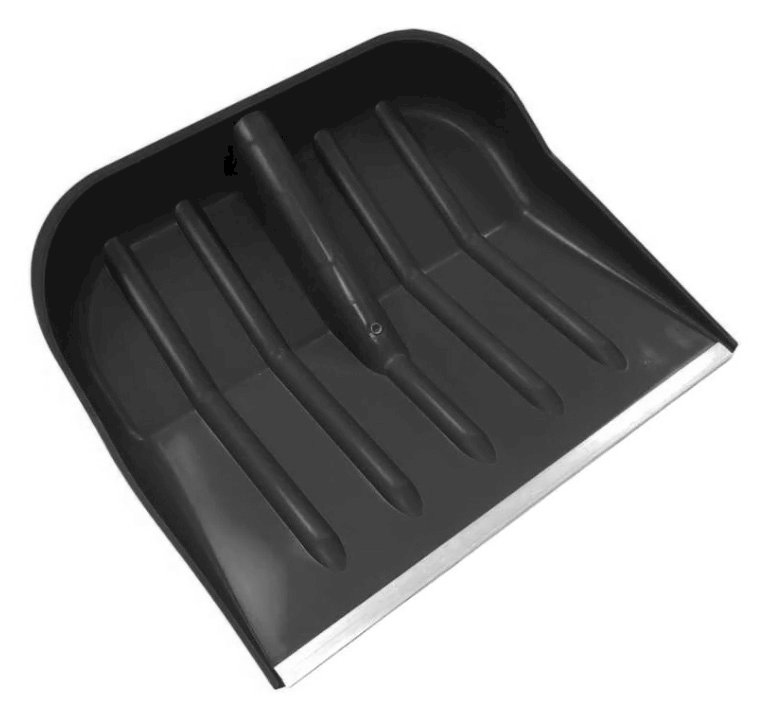 Лопата для уборки снега пластиковая Добрыня 460х400 мм, алюминиевая накладка, с деревянным черенком, V-ручка