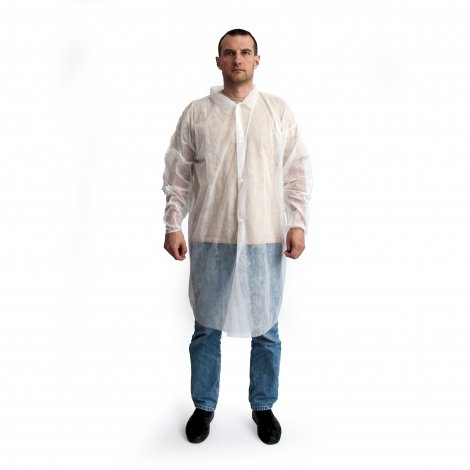 Халат одноразовый на кнопках, размер 5XL (60-62), 20 г/м2, белый, 10 штук в упаковке
