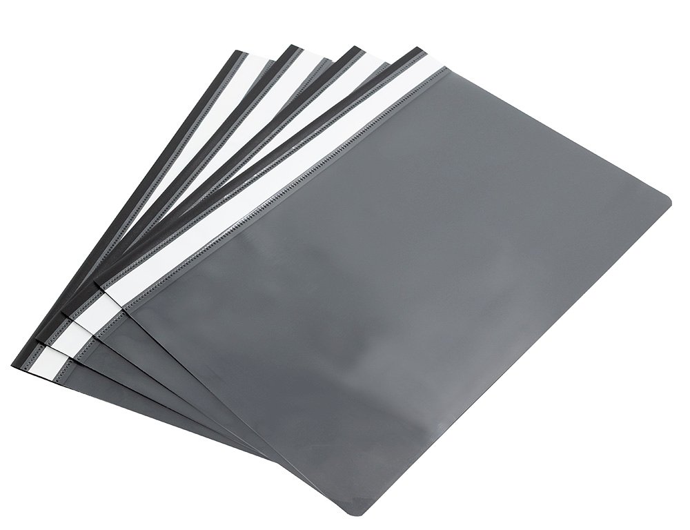 Набор папок-скоросшивателей Workmate, А4, 160 мкм, пластиковые, черные с прозрачным верхом, 8 штук