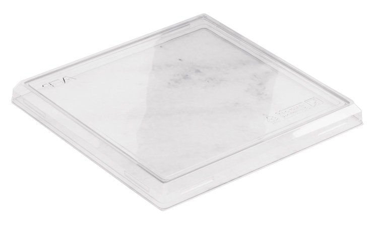 Прозрачная пластиковая крышка предназначена для герметичного закрытия прямоугольных бумажных контейнеров объемом 950/1250 мл. Совместима с контейнерами арт.19-5324. Изготовлена из прочного ПЭТ-пластика, безопасна для контакта с пищевыми продуктами, устойчива к жирам, кислотам, перепадам температур и деформации. Гибкий контурный замок обеспечивает плотное прилегание к контейнеру, защищает от протекания, загрязнений и внешнего воздействия. Прозрачный материал позволяет визуально контролировать наполнение без необходимости открывания. Ровная поверхность удобна для нанесения этикетки. 