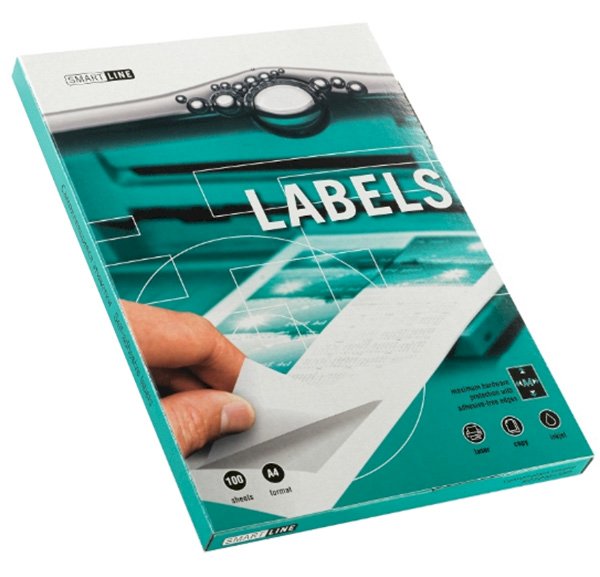 Этикетки самоклеящиеся SmartLine Labels, 210х297 мм, 1 штука на листе А4, 100 листов в упаковке