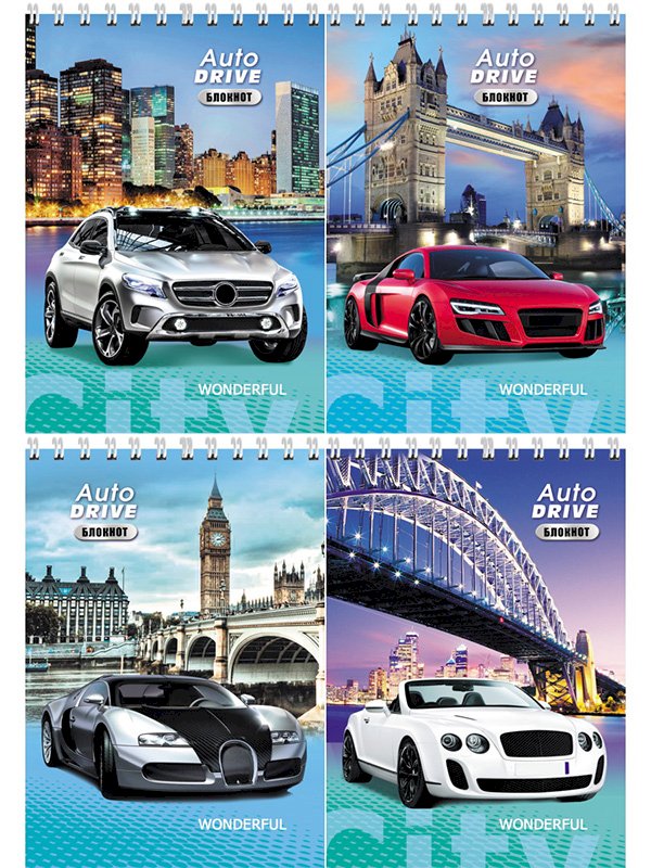 Блокнот Машины и Город, А6, 40 листов, клетка, гребень