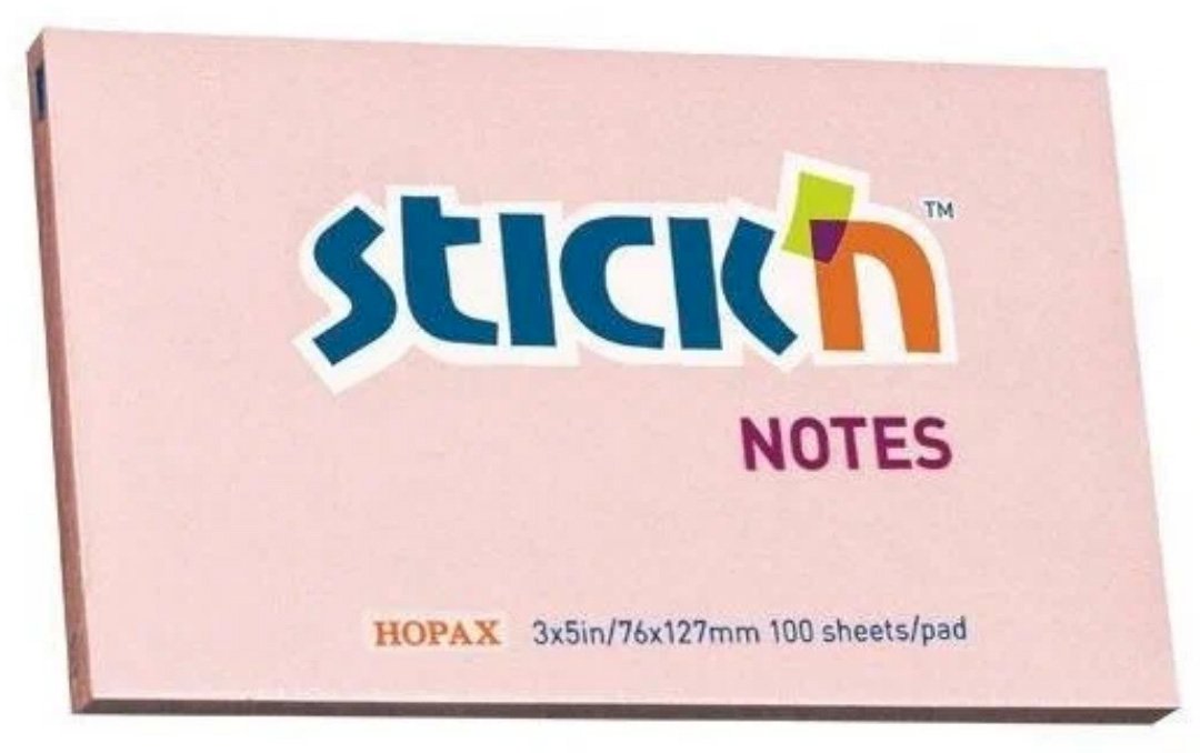 Блок самоклеящийся Stick`n 127х76 мм, пастельно-розовый, 100 листов
