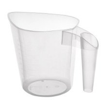 Кувшин мерный используется для измерения жидких ингредиентов без применения весов. Изготовлен из прозрачного пластика. Оснащен носиком и ручкой для аккуратного переливания жидкости. Имеет шкалу измерения по ГОСТу до 1000 мл.