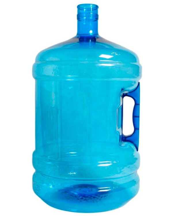 Бутылка с ручкой, без крышки, 19 литров, голубая, ПЭТ, 1 штука (пробка 17-2721)
