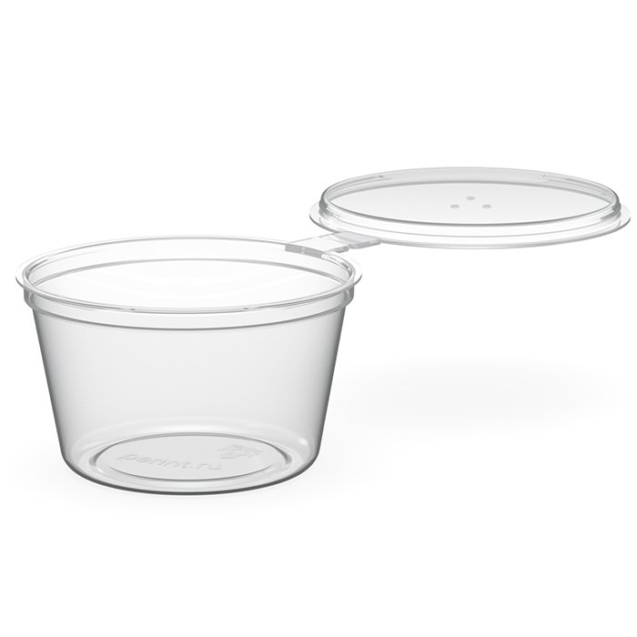 Контейнер для соуса предназначен для порционной фасовки и подачи соусов, заправок и других жидких продуктов. Выполнен из высококачественного пищевого полипропилена, безопасен для контакта с продуктами питания, устойчив к деформации, сохраняет форму при транспортировке и хранении. Прозрачный материал обеспечивают отличную видимость содержимого и степень наполнения контейнера. Круглая форма контейнера удобна для использования и компактного размещения. Неразъемная крышка надежно фиксируется на корпусе, обеспечивая герметичность упаковки и предотвращая протекание содержимого. Объем 50 мл подходит для разовой подачи соусов к основным блюдам, закускам или снекам.

Контейнеры для соуса широко используются в ресторанах, кафе, службах доставки еды, предприятиях общественного питания и торговых точках. 
