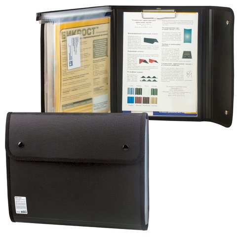 Папка для конференций Brauberg пластиковая, А4, черная, 240x330 мм, 6 отделений