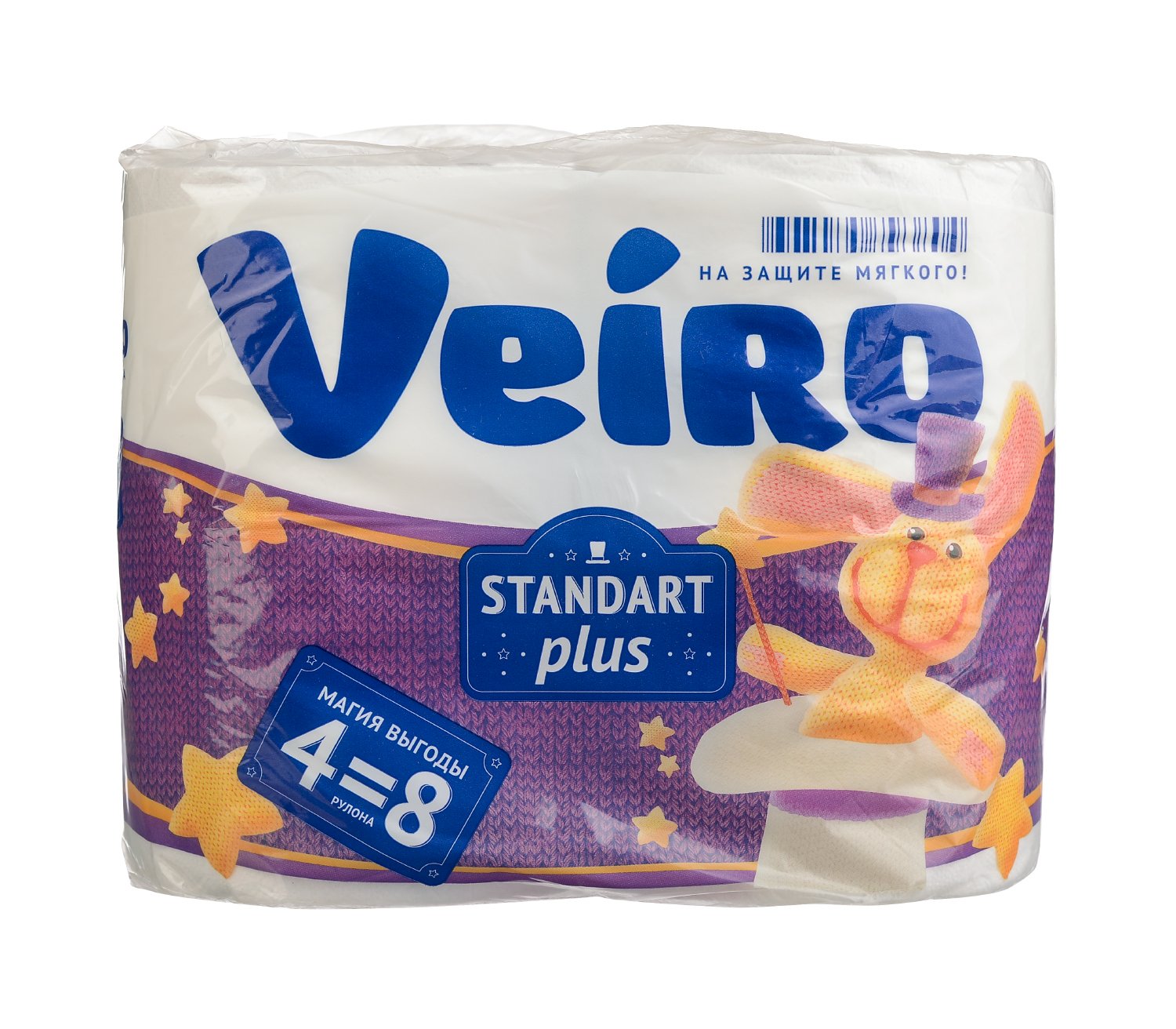 Туалетная бумага  2сл 4рулона в упаковке белая  VEIRO Standart Plus *15