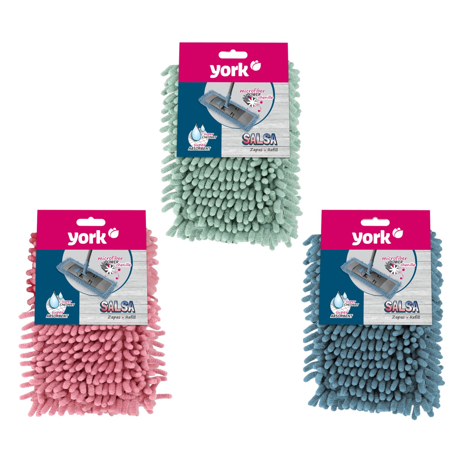 Насадка МОП плоский York SALSA специальный вид микрофибры, который удаляет сильные загрязнения, также без использования моющих средств. Легко вбирает, а затем выполаскивает частички грязи, подходит для мытья и полировки всех видов полов. Размер 39х9,5 см. 
   
