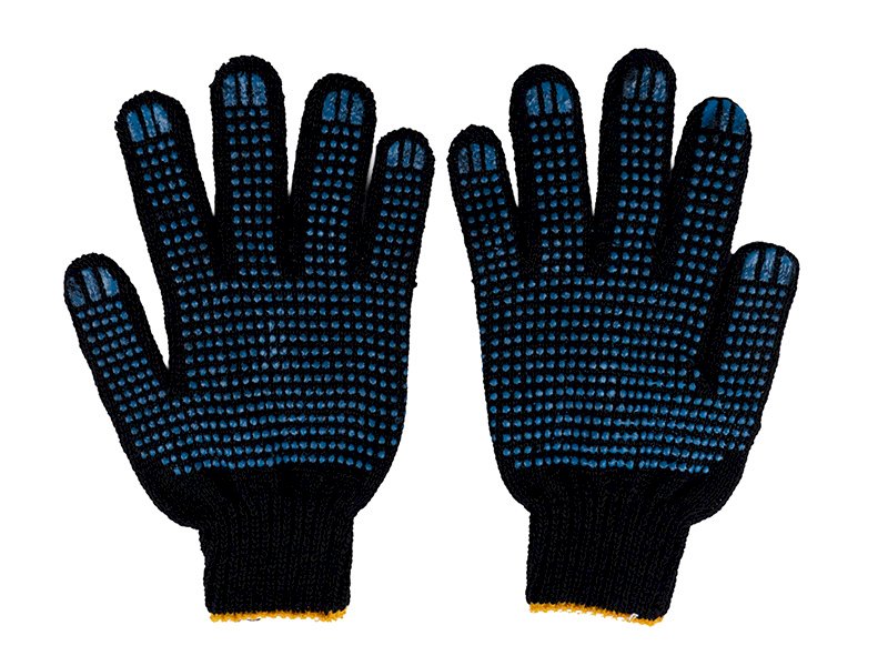 Перчатки хлопчатобумажные Профи Лайт с ПВХ напылением предназначены для защиты рук при выполнении различных хозяйственных и производственных работ. Изготовлены из качественного хлопка с использованием 5-ниточной пряжи и вязки 7 класса, обеспечивают оптимальное сочетание прочности и комфорта. Точечное ПВХ напыление на ладонной части и пальцах значительно улучшает сцепление с инструментами и обрабатываемыми поверхностями, предотвращает скольжение во влажной среде. Покрытие повышает износостойкость перчаток в местах наибольшего контакта, продлевает срок службы изделия. Хлопчатобумажная основа обеспечивает воздухопроницаемость, позволяет отводить влагу с кожи рук во время работы, предотвращает чрезмерное потоотделение. Эластичная манжета плотно облегает запястье, исключает попадание грязи и пыли внутрь перчатки.

Перчатки подходят для строительных работ, погрузочно-разгрузочных операций, работы в саду и огороде, уборки территории, обслуживания техники. Эффективно защищают от механических повреждений.

Универсальный черный цвет практичен в использовании. Перчатки легко стираются, быстро сохнут, сохраняют форму после многократных стирок.
