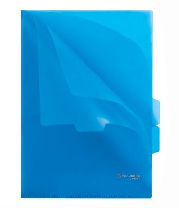 Папка-уголок Brauberg, А4, 150 мкм, с 3 отделениями, жесткая, синяя