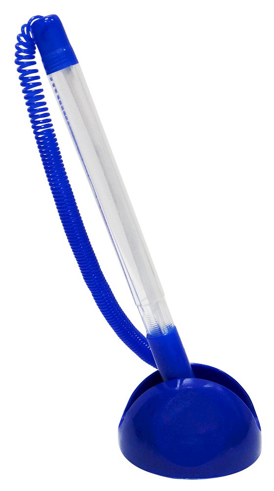 Ручка шариковая, настольная, синяя, на липучке, синий корпус, регулируемый угол наклона