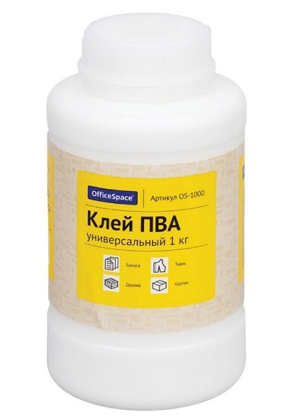 Клей ПВА, универсальный, 1 кг, 8 штук в коробке