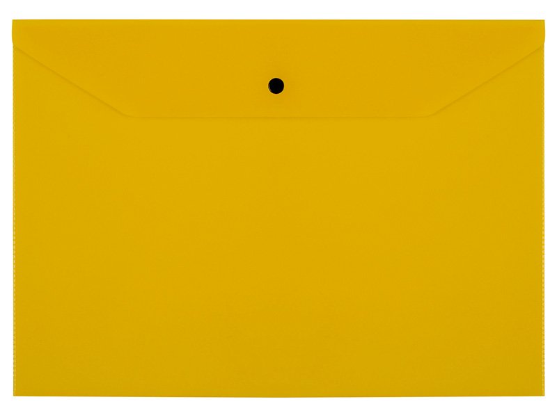 Пaпка-конверт на кнопке Стамм, А4, 120 мкм, желтая