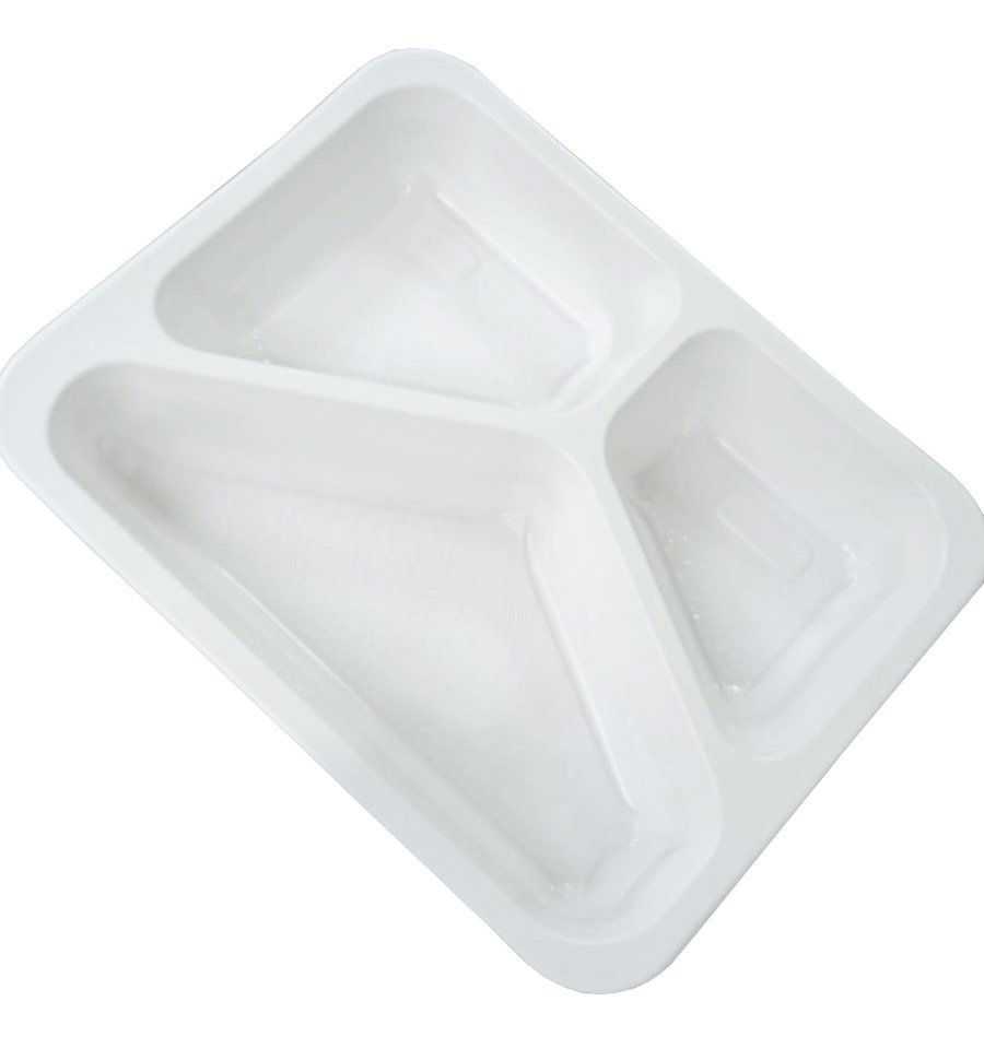 Контейнер прямоугольный 227x177x36 мм, 3-секции, белый ПП, КД-401/3, 400 штук (крышка 17-1451)