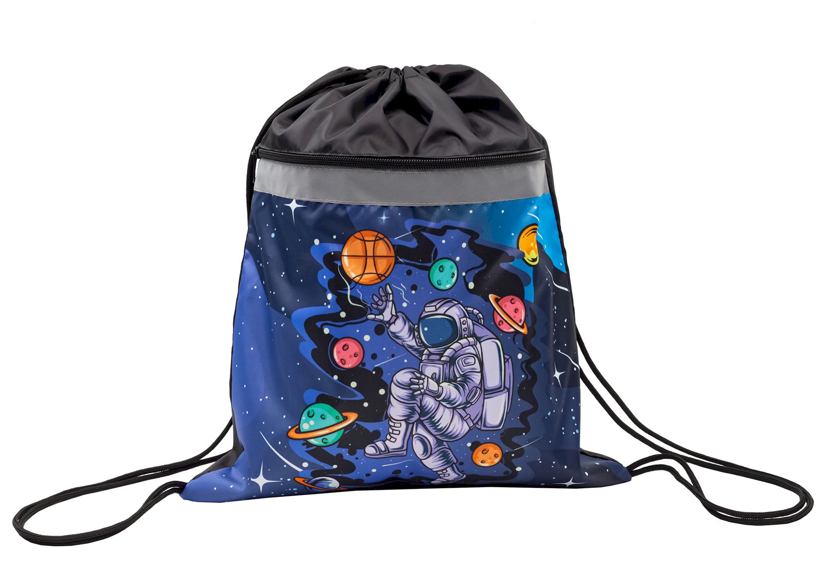 Мешок для обуви ПандаРог Космический Серфер, 36х44 см, 1 отделение, запечатка, карман, светоотражающая полоса