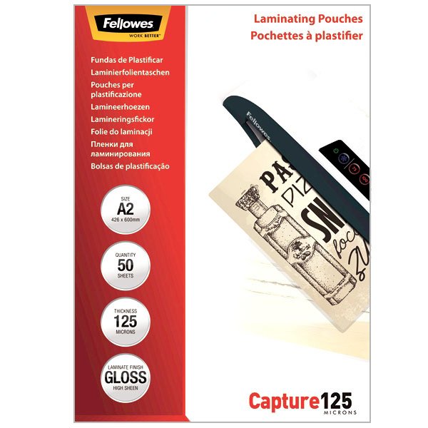 Пленка для ламинирования А2 Fellowes, 125 мкм, 50 штук