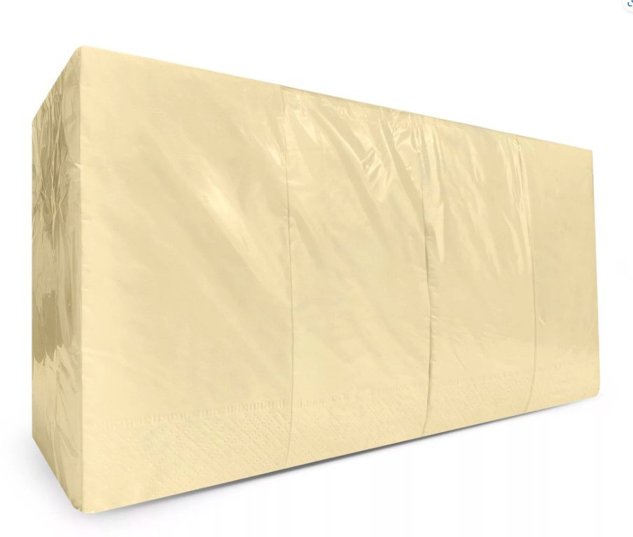 Бумажные салфетки цвета шампань предназначены для сервировки стола и личной гигиены. Они эффективно впитывают влагу и жир, не оставляя ворсинок, и абсолютно безопасны для контакта с кожей и пищевыми продуктами. Салфетки изготовлены из высококачественной первичной целлюлозы. Двухслойная структура и тиснение по краю обеспечивают повышенную плотность, благодаря чему салфетки остаются прочными даже при намокании и не рвутся в руках. Нежный кремовый оттенок гармонирует с любой посудой и интерьером, придавая столу утонченность и деликатно маскируя возможные загрязнения. Салфетки идеальны для повседневного использования в кафе, ресторанах, офисах, на фуршетах и торжественных мероприятиях. Размер салфеток составляет 33×33 см со сложением 1/8. В пачке 200 листов. 